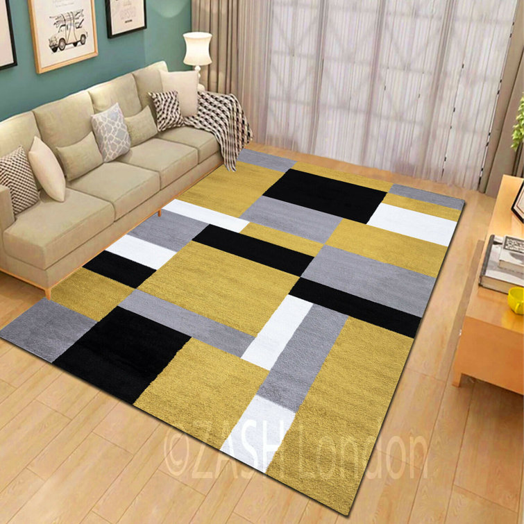 Metro Lane Rentas Luxury Yellow/Black/Grey Rug Wayfair.co.uk